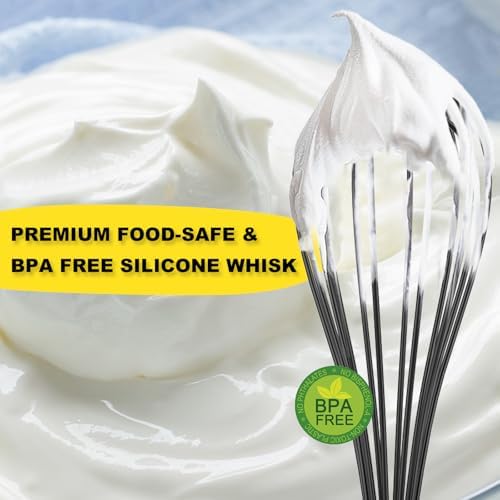 NileHome Silicone Whisk 10" Kitchen Whisk for Cooking，Black