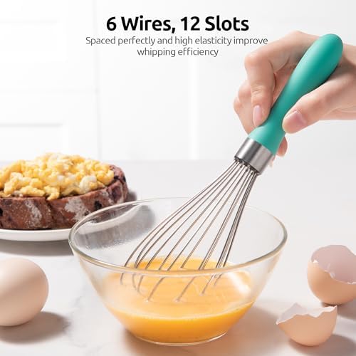 U-Taste Wire Whisk for Cooking, 18/10 Stainless Steel Wisk, S/Aqua Sky