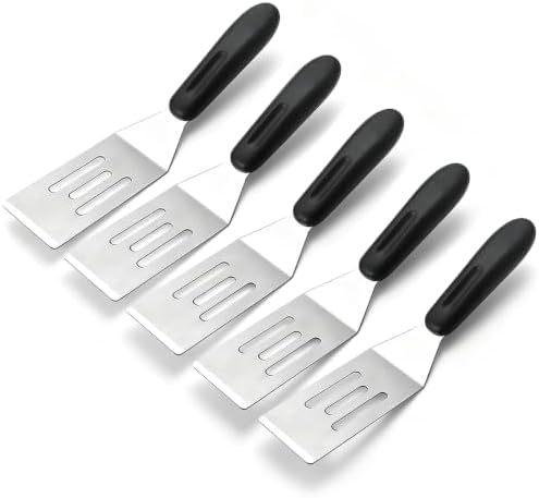 【5 Pack】Small Metal Spatula,Mini Spatula for Flipping, Cooking and Baking,Stainless Steel Brownie Spatula with Non-Slip Handle for kitchen Use (5)