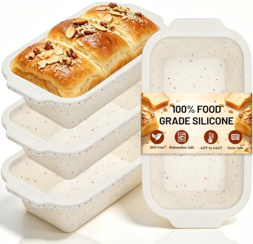 4 Pack Silicone Loaf Pan, Metal Reinforced Bread Pan Small Bread Pans