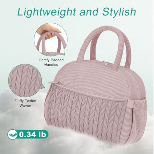 Coobiiya Cotton Quilted Lunch Bag,Cute Insulated Puffer Lunch Box for Women