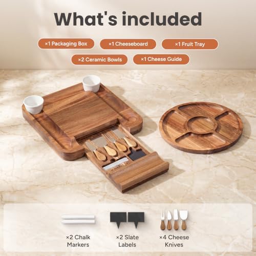 SMIRLY Charcuterie Board Set with Serving Accessories, Acacia