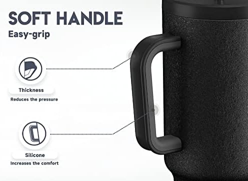 Meoky 40oz Tumbler with Handle, Leak-proof Lid and Straw, Insulated Coffee Mug Stainless Steel Travel Mug, Keeps Cold for 34 Hours or Hot for 10 Hours (Night)