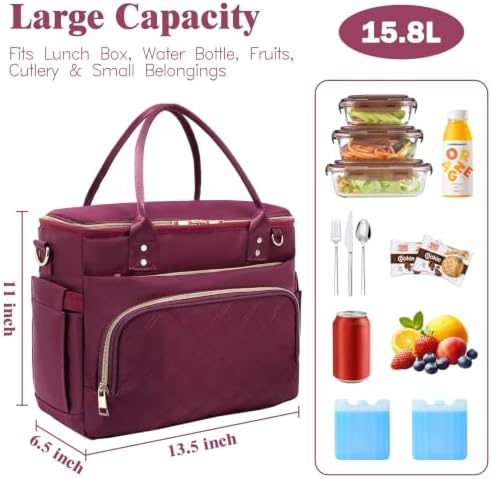 GYEUKHAM Insulated Lunch Bag for Women Men,Extra Large Lunch Box, Leakproof Reusable Cooler Tote for Adult, Everyday Soft Lunch Tote Bag for Work College Picnic Travel,Purple