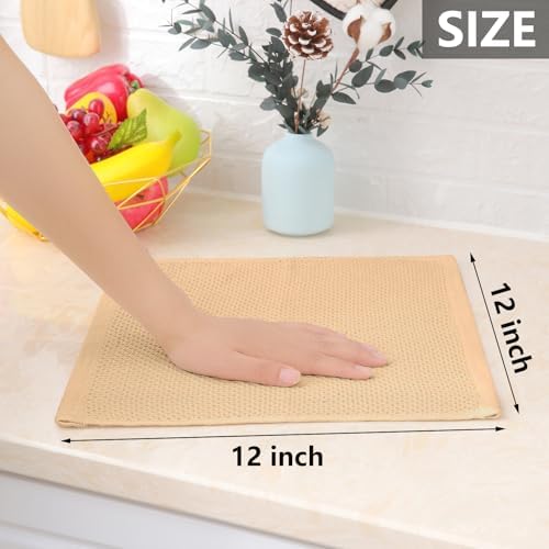 Homaxy 100% Cotton Waffle Weave Kitchen Dish Cloths 6-Pack, Apricot