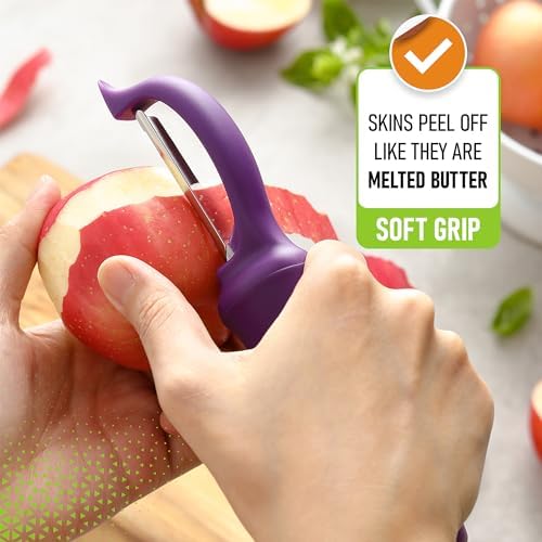 Spring Chef Swivel Potato Peeler with Ergonomic Handle, Purple