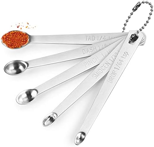 5 Pcs Mini Measuring Spoons Set, Stainless Steel, Cute