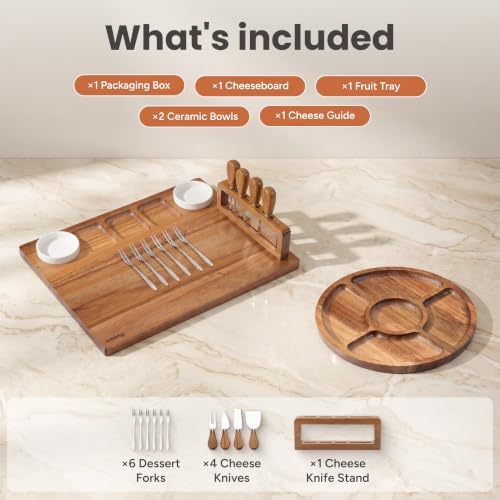 SMIRLY Charcuterie Board Set with Serving Accessories, Large Acacia