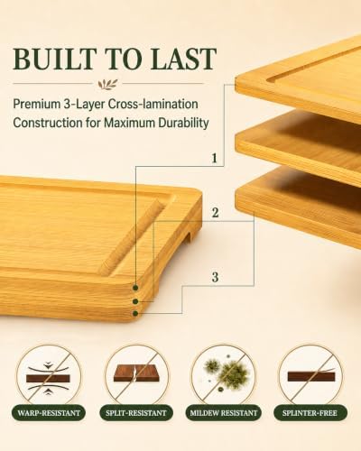 Extra Large and Large Cutting Board Set of 2, Bamboo Cutting Board Set with Deep Juice Groove Side Handles,Butcher Block Style for Kitchen,Charcuterie, Meat, Vegetables and Fruit