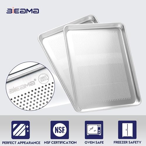 BIEAMA 12 Pack Perforated Half Size 18" x 13" Baking Sheet Pan