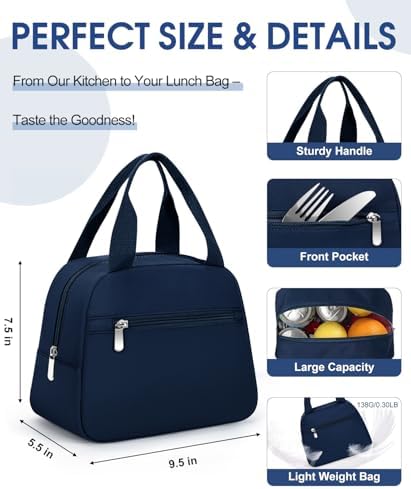 Lunch Bag, Small Insulated Lunch Box for Women Men