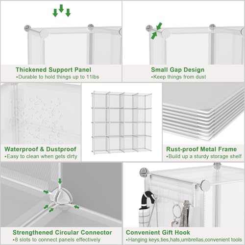 C&AHOME 16 Cube Storage Organizer Cube Shelves Units Storage Cubes, Twill