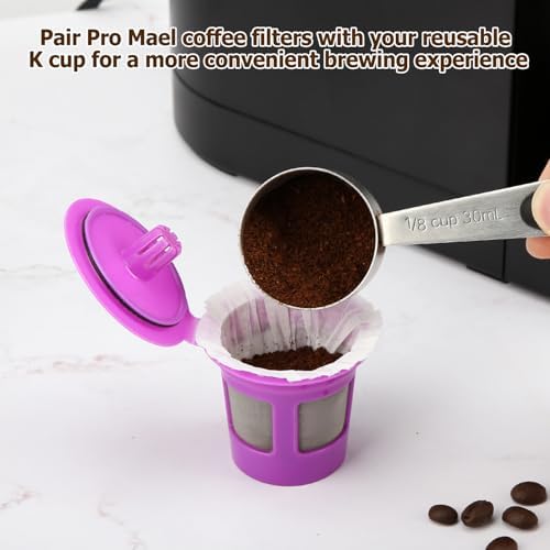 Pro Mael 100 Disposable K Cup Paper Filters for Keurig 1.0&2.0, White