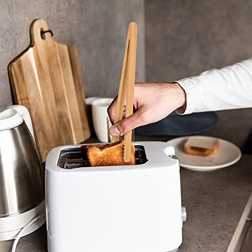 Zopeal 3 Pcs 7 and 12 Inch Bamboo Toaster Tongs, Wooden Tongs for Cooking