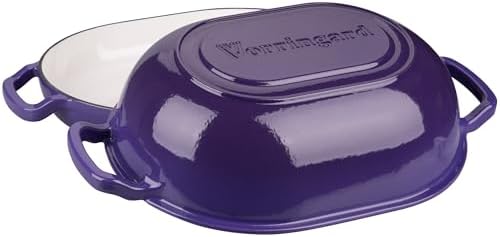 VORRINGARD Enameled Cast Iron Sourdough Bread Oven, Dutch Oven, Loaf Cast Iron Bread Pan for Homemade Bread Baking, Meatloaf Pan with Lid, 7QT, Purple