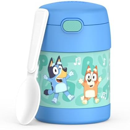THERMOS FUNTAINER Kids Food Jar with Spoon, Bluey, 10 Ounce (Pack of 6)