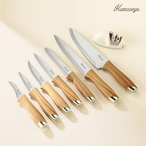 Knife Set, 15 PCS Kitchen Knife Set with Block and Sharpener