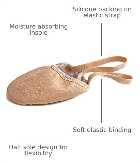 DANCEYOU Lyrical Shoes Half Sole Authentic Leather Pirouette Dance Turners