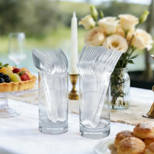 Lamosi 100 Count Extra Heavy Duty Clear Plastic Forks and Spoons