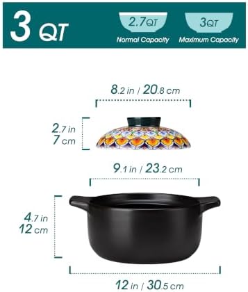 vancasso 3QT Ceramic Stock Pot with Lid, Nonstick Casserole Pot for Cooking