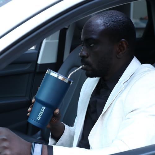 BJPKPK 30 oz Tumbler with Lid and Straw, Insulated Stainless Steel Cup