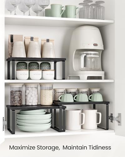 SONGMICS Cabinet Organizer Shelf, Set of 3 Spice Rack, Kitchen Storage