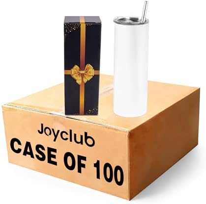 Joyclub Sublimation Tumblers Blanks 20 oz 100 Pack Skinny Straight Tumblers