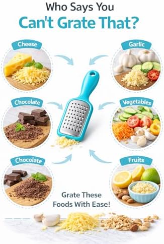 2 Pcs. Stainless Steel Mini Grater Cheese Garlic Nutmeg Chocolate 5" BPA Free (Blue)