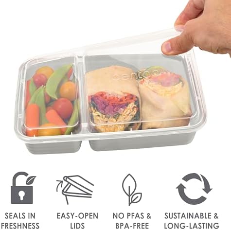 Bentgo Prep 60-Piece Meal Prep Kit - Reusable PFAS & BPA-Free Food Containers, 1-Compartment, 2-Compartment, & 3-Compartments - Microwave, Freezer, & Dishwasher Safe (White Stone)