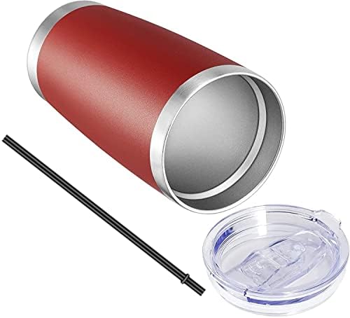 VEGOND 20oz Tumbler with Lid and Straw Stainless Steel Tumbler Cup Bulk Vacuum Insulated Double Wall Travel Coffee Mug Powder Coated Coffee Cup, Red, 6 Pack