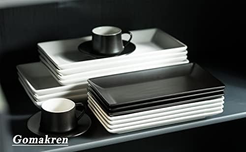 Gomakren Black Serving Platters 10 Inch Rectangular Serving Dishes Set of 4