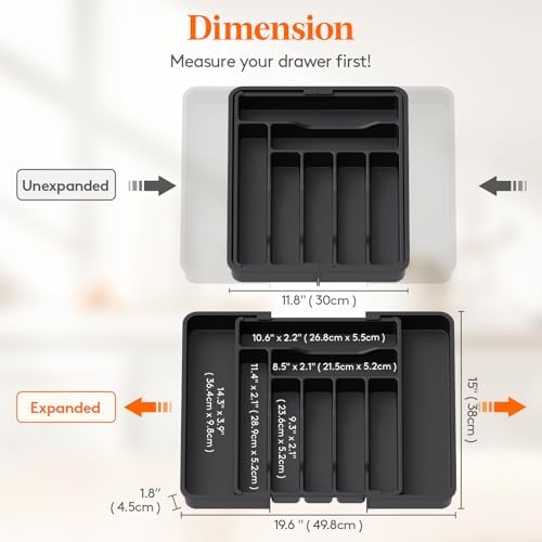Lifewit Expandable Silverware Drawer Organizer, Kitchen Utensil Tray