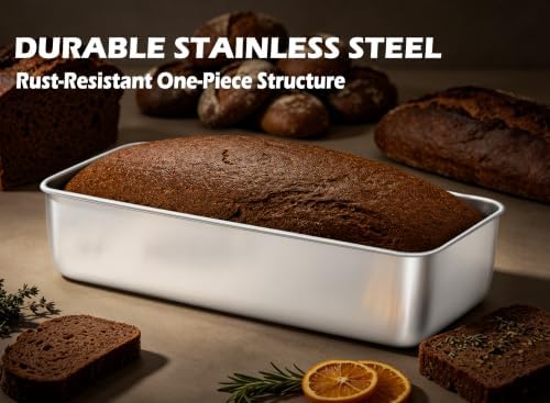 Leonyo 12x5IN Large Stainless Steel Loaf Pans for Baking Bread, 2 Pack