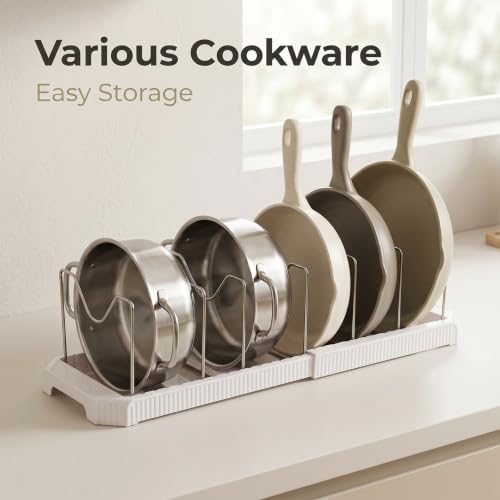 2 Pack Expandable Pot and Pan Organizer Rack for Kitchen Cabinet