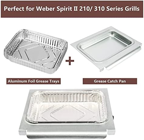 Uniflasy 67047 Catch Pan for Weber Spirit/Spirit II 200/300 Genesis and Genesis II LX200/300 Series Grill for Weber Traveler Drip Tray with 6415 Aluminum Liner, Replacement for Weber 67047 83156 6415