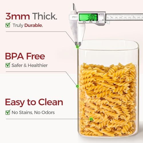 Glass Flour Containers with Bamboo Lids 1.6/4.6 Qt 2 Pack