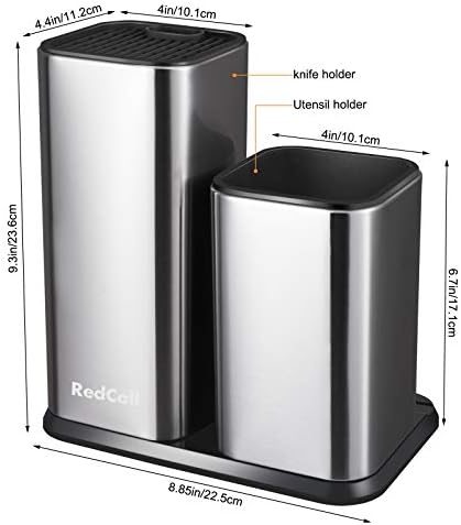 RedCall Kitchen Knife Holder,Stainless Steel Universal Knife Block Without Knives for Countertop,Modern Knife Utensil Holder for Counter,Edge-Protect Knife Storage Organizer (Stainless Steel (Silver))