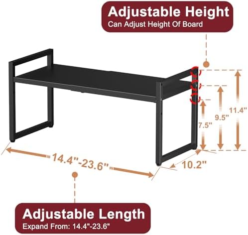 2 Pack Expandable Storage Shelves,100LBS Heavy Duty Metal Shelving Units