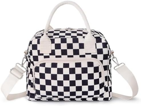 LOVELYWIND Large Insulated Lunch Bag For Women, Black White Lunch Box 12L