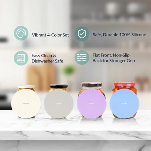 NiHome Silicone Jar Opener Gripper Pads, 6 in for Seniors, Morandi, 4PC