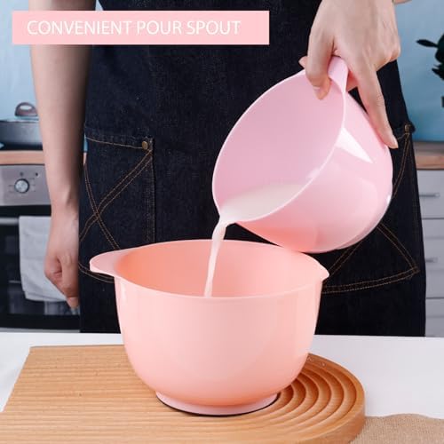 BoxedHome Mixing Bowls Set of 4, BPA Free Plastic,Microwave Safe, Rose Red