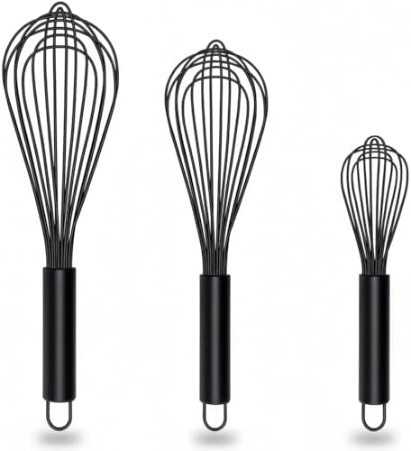 TEEVEA Silicone Whisk Set, Stainless Steel Handle, Heat Resistant Nonstick