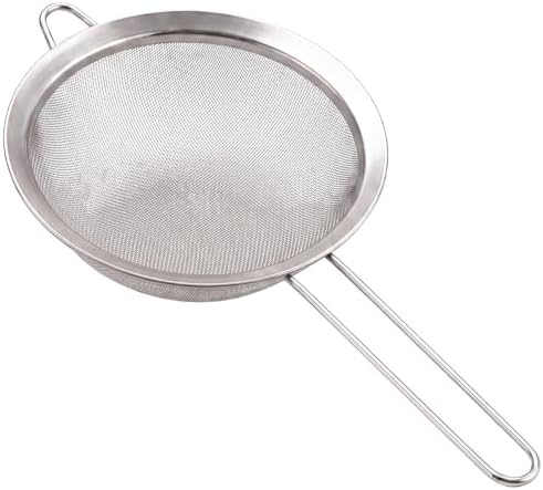 HiramWare Fine Mesh Strainer, Large Stainless Steel Colander with Handle, Sieve for Pasta, Rice, Quinoa, Spaghetti, Fruits, Berry, Flour, Veggies, Metal Sifter for Kitchen