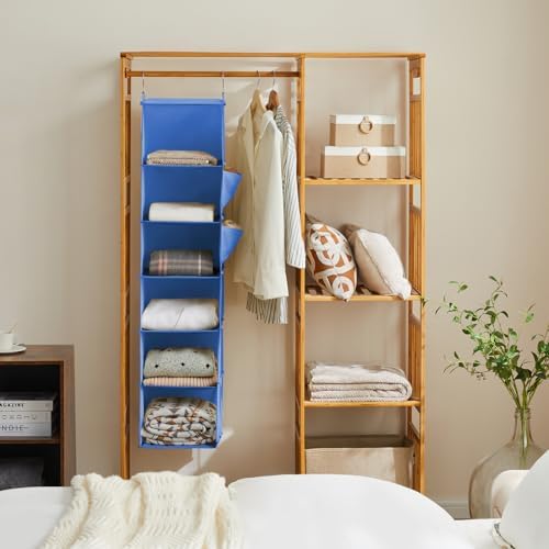 YOUDENOVA Hanging Closet Organizer and Storage, 6-Shelf, Blue