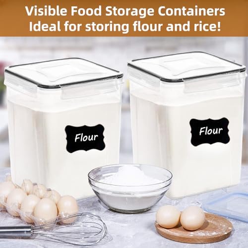 4pc 5.2L Large Airtight Plastic Canisters with Lids, Cups & Labels