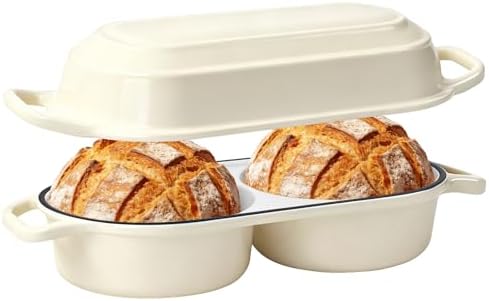 Mini Double Dutch Oven For Sourdough Bread Baking, 2.2QT Enameled Cast Iron