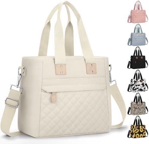 Capolo Lunch Bag for Women,Small Insulated Lunchbox Tote Reusable,M-White
