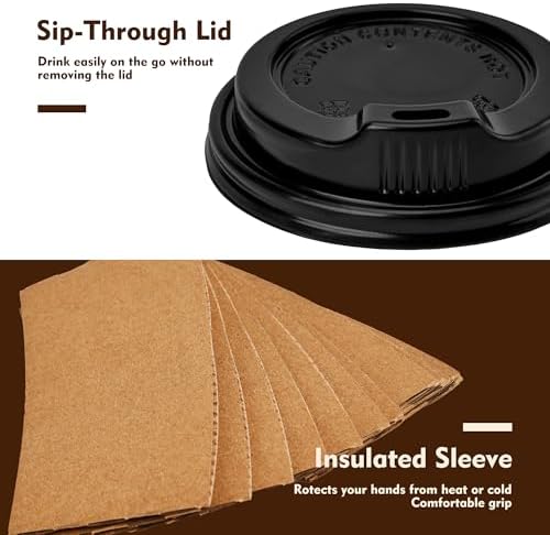 YEEHAW 12 oz Disposable Paper Coffee Cups, 100 Pack
