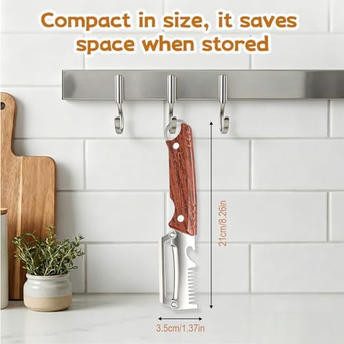 2 Pcs 3-in-1 Multifunctional Vegetable Peele, New Multifunctional Stainless Steel Fruit Peeler with Wooden Handle, Tool for Kitchen