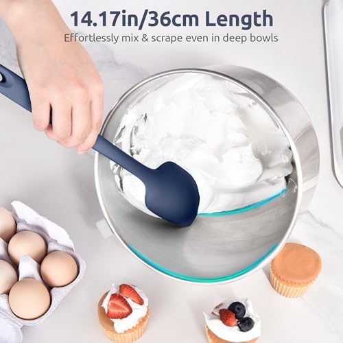 U-Taste 14" Long Silicone Spoonula, 600°F High Temp Spatula, Midnight Blue